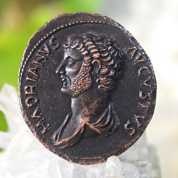 Roman Æ Sestertius of Hadrian and Justitia (Hadrianvs Avgvstvs - Ivstitia AVG) Bronze Coin