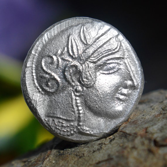 Silver Greek Tetradrachm of Athenian Owl Late Archaic Depiction Transitional Type Athens, Attica, Goddess of wisdom Athena Solid Silver Coin
