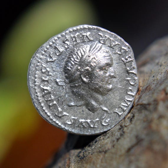 Silver Roman Denarius of Vespasian Commemorating Judaea Capta, Titvs Flavivs Vespasianvs Solid Silver Coin