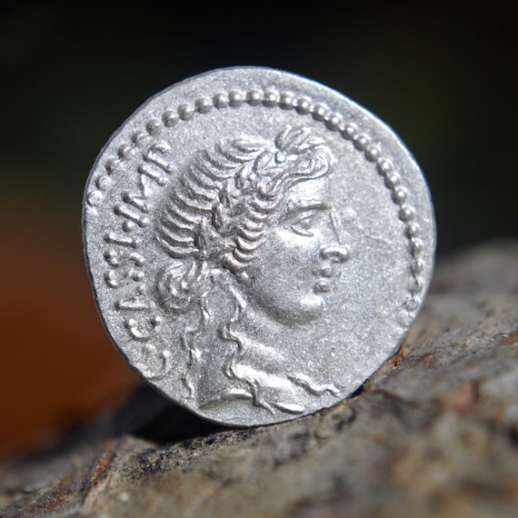 Silver Roman Denarius of Caius Cassius Longinus, the Assassin of Julius Caesar Solid Silver Coin