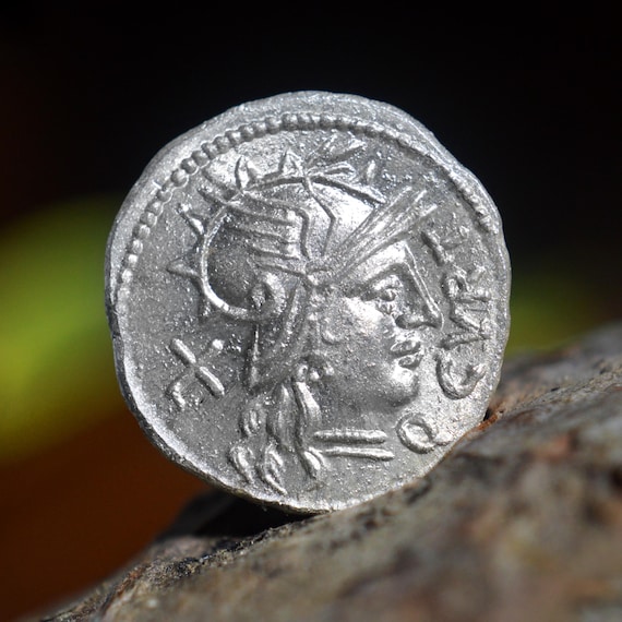 Silver Roman Denarius of Quintus Curtius and Marcus Junius Silanus, Solid Silver Coin