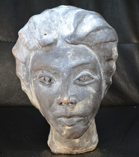 Large Greek - Roman Clay Head of a Goddess, Ceramic High Art, Classically Influenced, Unique Gift, Home Decoration
