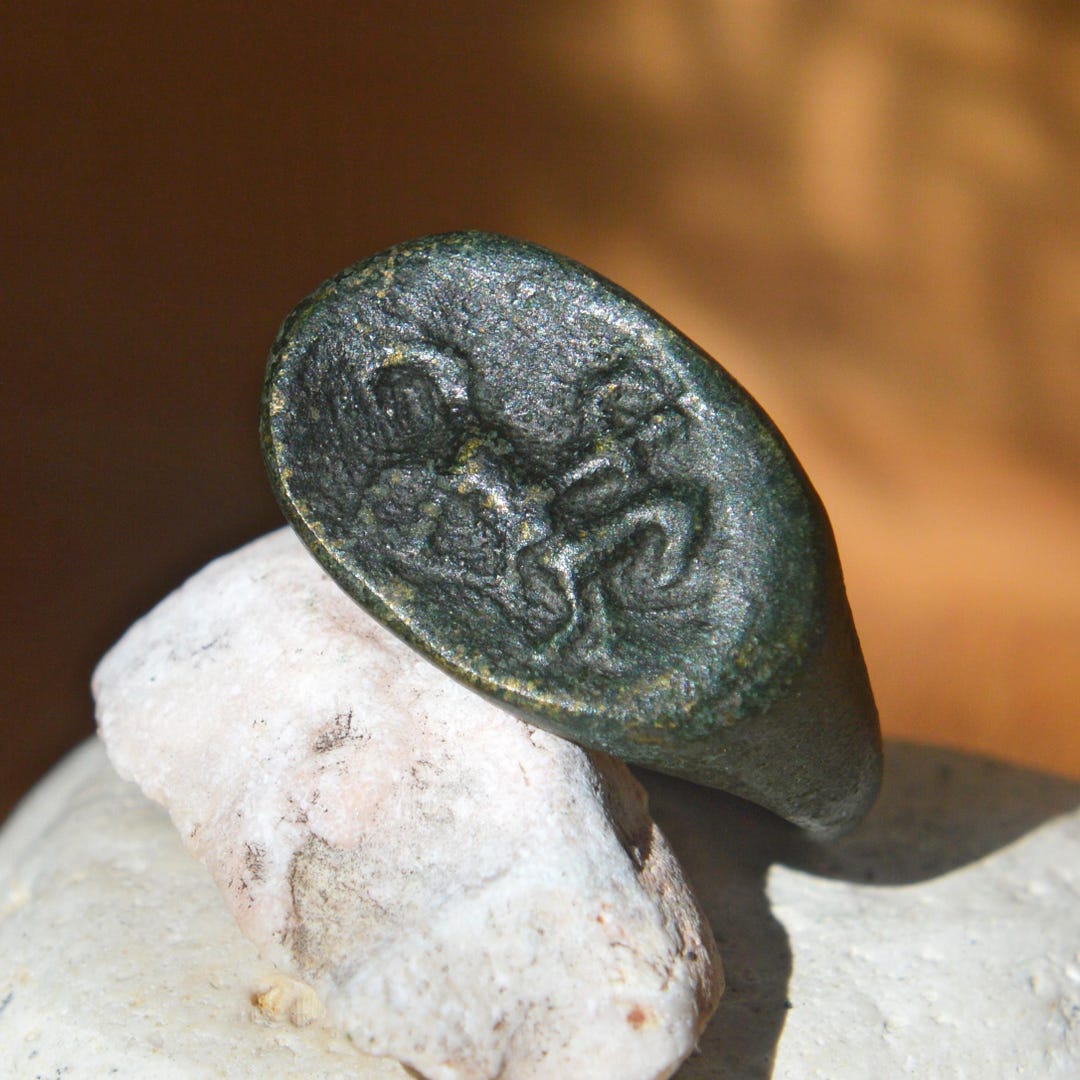 Roman Bronze Stamp Seal Ring - Etsy