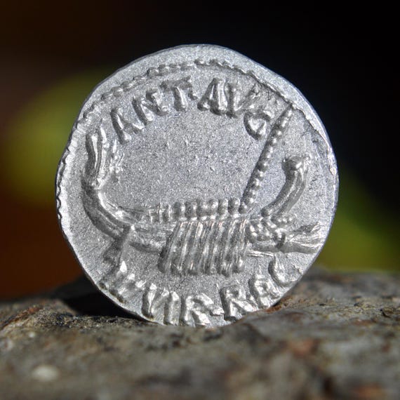 Silver Roman Denarius of Mark Antony Legionary Leg IIII, Second Triumvirate Solid Silver Coin