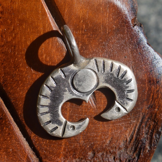 Roman Solid Silver Lunar Pendant Amulet