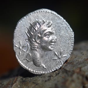 Silver Roman Denarius of Caligula with His Grandfather Divus Augustus Solid Silver Coin