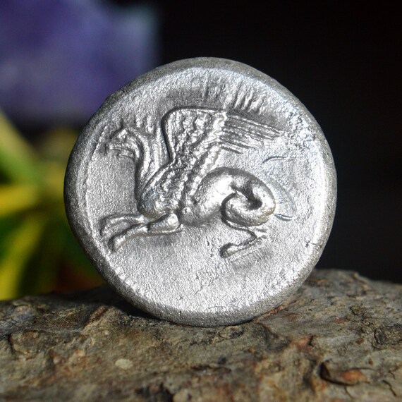 Silver Greek Tetradrachm of Abdera, Polykrateos, Thrace, Griffin on Obverse, Apollo on Reverse, Kallianaktos magistrate Solid Silver Coin