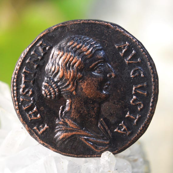 Roman Æ Sestertius of Faustina Junior, Augusta, Wife of Marcus Aurelius Bronze Coin