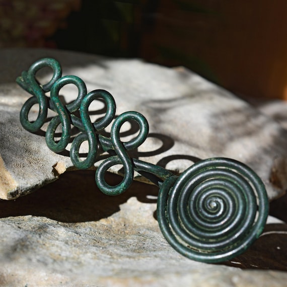 Viking Bronze Spiral Fibula Brooch