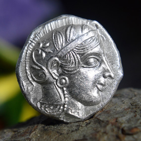 Silver Greek Tetradrachm of Athenian Owl Classical Depiction of Athena, Athens Attica Owl goddess of wisdom Athena, Solid Silver Coin