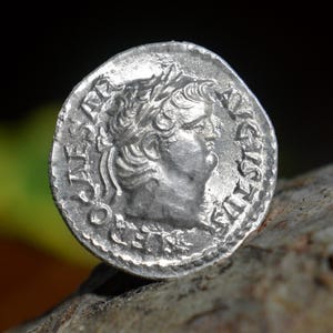 Silver Roman Denarius of Nero Caesar Augustus, Temple of Vesta Solid Silver Coin