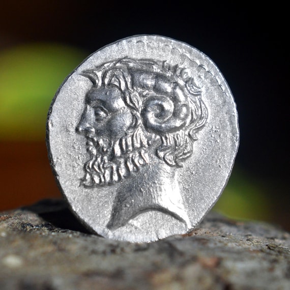 Silver Roman Denarius of Quintus Cornuficius, Utica, Jupiter Ammon, Juno Sospita Solid Silver Coin
