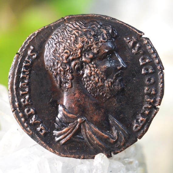 Roman Æ Sestertius of Hadrianus Pax on Reverse (Hadrian PAX AVG) Bronze Coin