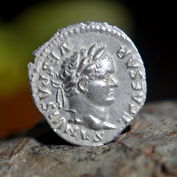 Silver Roman Denarius of Titus as Caesar, Flavius Caesar Vespasianus, Goatherd Milking Goat Solid Silver Coin
