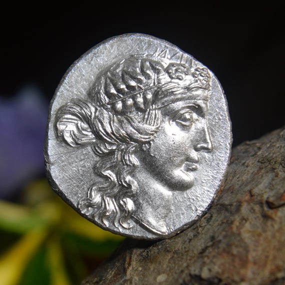 Silver Greek Tetradrachm of Maroneia, Thrace, Dionysos on Obverse Solid Silver Coin