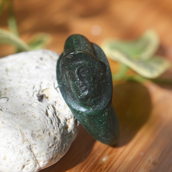 Roman Bronze God's Head Ring