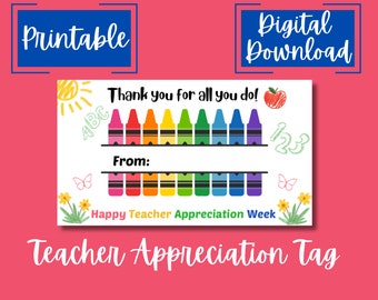 Teacher Appreciation Gift Tag Printable: DIY Thank You (Digital Download)