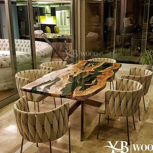 Living edge epoxy dining table, Kitchen table, Olive wood table, Dining room furniture, Kitchen dining table, Kitchen furniture