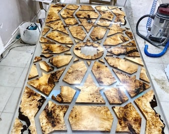 Handmade Kitchen Epoxy dining table Sun Table, Custom Cut Walnut Resin Table, Handmade Design Tables