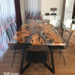 Handmade epoxy table, Transparent Furniture Vivid Edge, Special Epoxy Wood Resin table, Home decoration, living room furniture