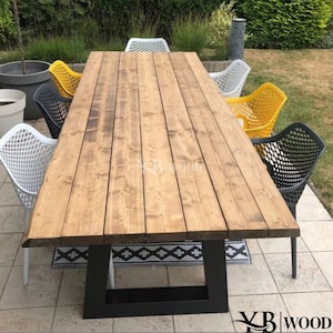 Outdoor wood table, Garden furniture, Outdoor dining table
