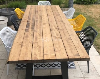 Outdoor wood table, Garden furniture, Outdoor dining table