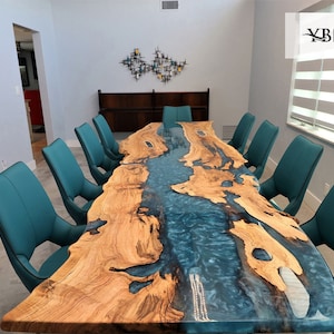 Wood Epoxy Table, Epoxy Dining Table With Custom Live Edge ,Custom Olive Cut Table, Table made to order