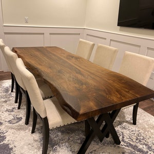 Walnut Dine Table, Rustic Dining Table, Custom Solid Wood Table, Wood Kitchen Table, wood dining Return and exchange guaranteed