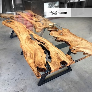 Olive Epoxy Table, Epoxy Dining Table With Custom Live Edge, Custom Cut Table, Table made to order