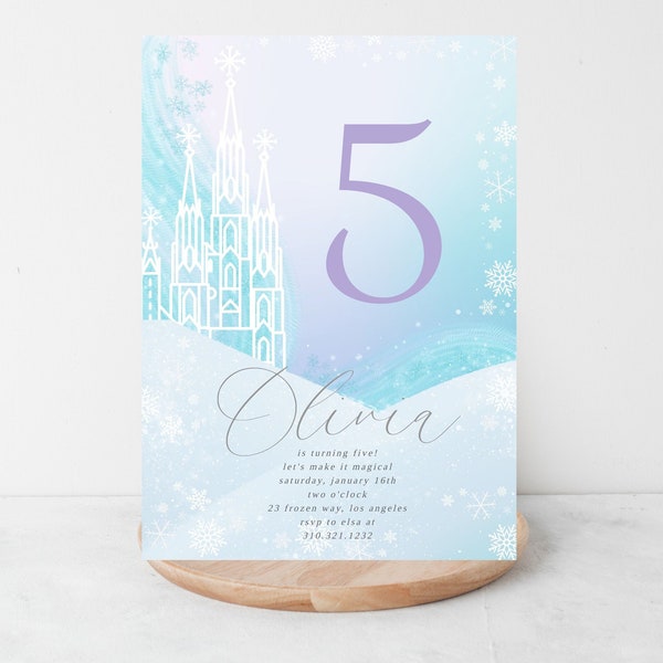 Elsa Birthday Party Invitation, Frozen Invitation, Frozen Party Invitation, Snowflake Party Invitation, Modern Winter Birthday, snowflake