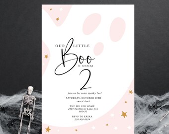 little boo, Boo Invitation, Halloween Birthday Invitation, Our Little Boo invitation,  Halloween Party invitation, Pink Halloween invitation