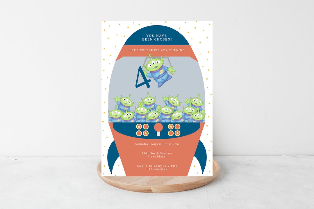 Toy Story Alien Birthday Invitation, the Claw Birthday Theme, Toy Story
