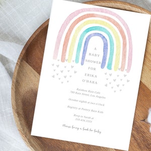 Capture the magic and joy of a pastel rainbow-themed baby shower with our stunning Pastel Rainbow Baby Shower Invitation Template. This customizable template is designed to perfectly reflect the whimsy and elegance of this delightful theme.