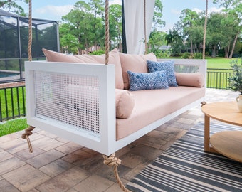 The Debbie Porch Swing Bed - Twin Size - Aluminum Swing Bed - Sustainable Swing Bed - Porch Swing Bed - Porch Day Bed - Free Sunbrella Throw