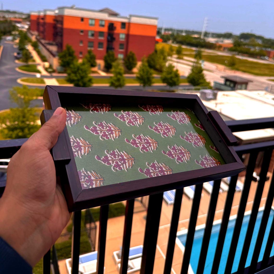 Handcrafted Wooden Tray With Textile Inlay - Etsy