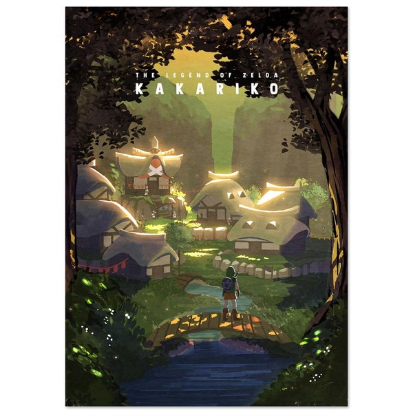 La légende de Zelda, poster de voyage kakariko | affiche de Zelda | Art mural Link | Formats A1, A2, A3, A4