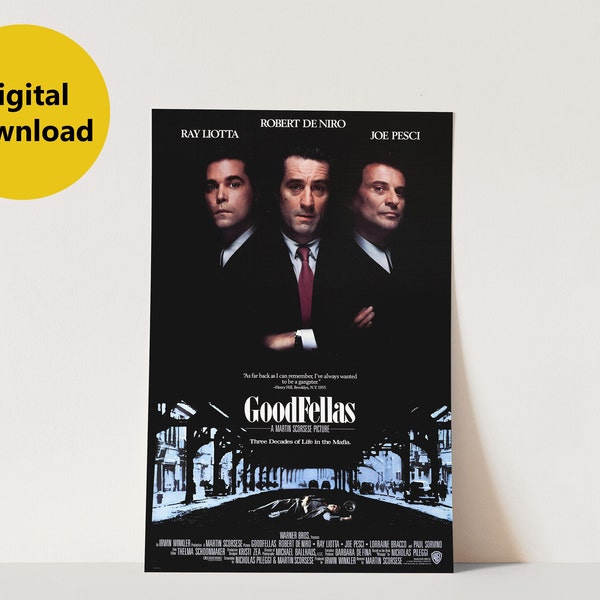 Goodfellas, Martin Scorsese, 1990 | Digital Poster Download | Digitally Enhanced | Download & Print