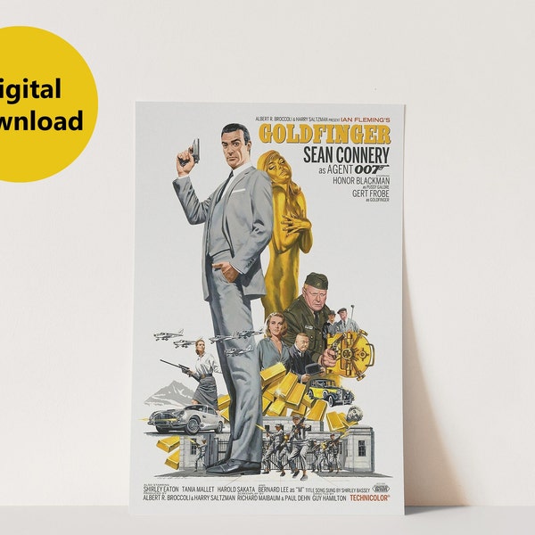 James Bond, Goldfinger, Sean Connery, 1964 | Digital Poster Download | Digitally Enhanced | Download & Print