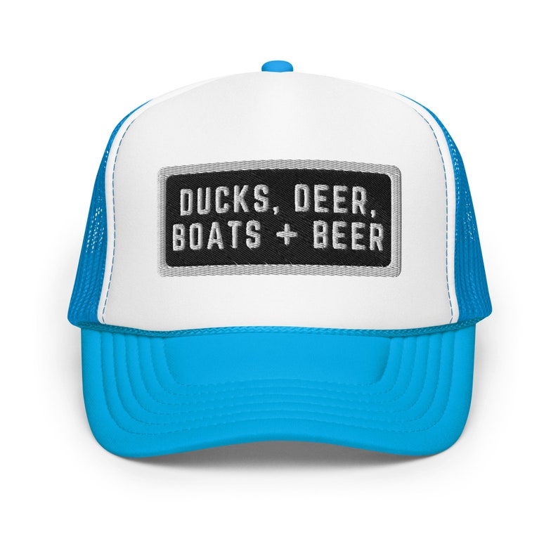 CUSTOM Ducks Deer Boats & Beer Foam Trucker Hat for Hiking, Boating