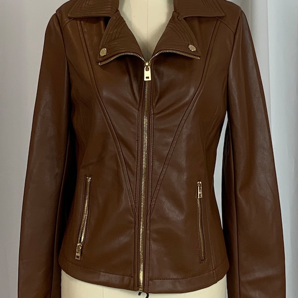 Leather Jacket Gold Zipper Etsy