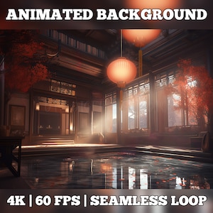 Vtuber Hintergrund, animierter virtueller Hintergrund, Stream Raum Hintergrund, Vtuber Raum Hintergrund, Stream Overlay animiert, chinesischer Schrein gemütlich