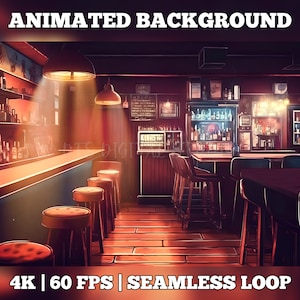 Vtuber Hintergrund, animierter virtueller Hintergrund, Stream-Raum-Hintergrund, Vtuber-Raum-Hintergrund, Stream-Overlay animiert, Lofi-Bar-Taverne