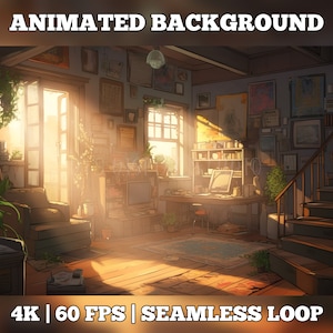 Vtuber Background, Animated Virtual Background, stream room background, vtuber room background, stream overlay, sunny apartment cozy comfy