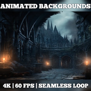 Vtuber Background Animated, stream room background, vtuber room background, animated background, seamless looped, gothic castle vampire room