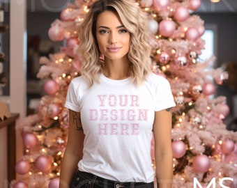Bella Canvas Mockup White Bella Canvas 3001 Mockup Tshirt Mockup Bundle Fall Mockup Christmas Mockup Model Mockup Print on Demand Mock ups