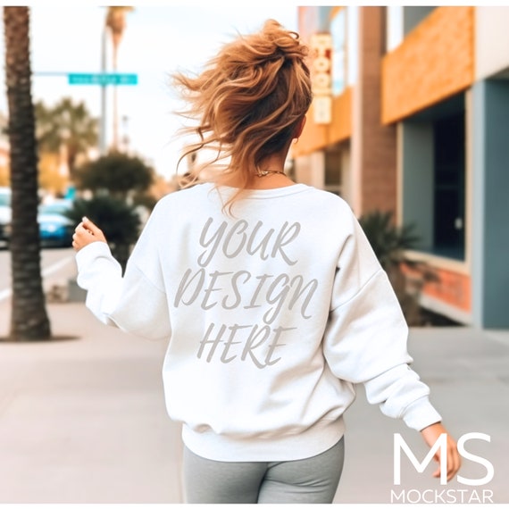 Gildan 18000 Mockup Sand Sweatshirt Mockup Sand Gildan 18000 Mockup Sand Sand Hoodie Words on Back Mockup Model Mockup Bundle Gildan 18000