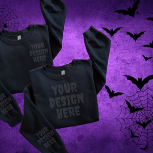 Gildan 18000 Mockup Black Halloween Mockup Bundle Sweatshirt Mockup Spooky Season Black Sweater Mockup Gildan 1800 Fall Mockup Shirt Mockups