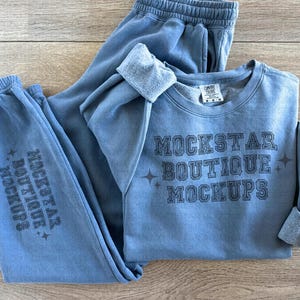 Comfort Colors Mockup 1466 Blue Jean Sweatshirt Mockup  Blue Jean Comfort Colors Sweatpants 1469 Mockup Bundle Comfort Colors tshirt Mockups
