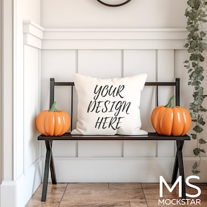 Pillow Mockup Cushion Mockup Accent Pillow Mockup Halloween Mockup Flat Lay Mock Up JPG Digital Download Home Decor Pillow Fall Mockup
