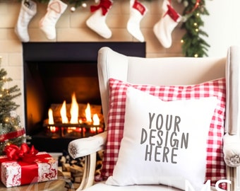 Throw Pillow Mock up Decorative Pillow Mockup Christmas Mockup Accent Pillow Mockup Product Mockup Flat Lay MockUp JPG Digital Download SVG